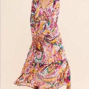 ANTHROPOLOGIE THE MARAIS PRINTED CHIFFON MAXI DRESS